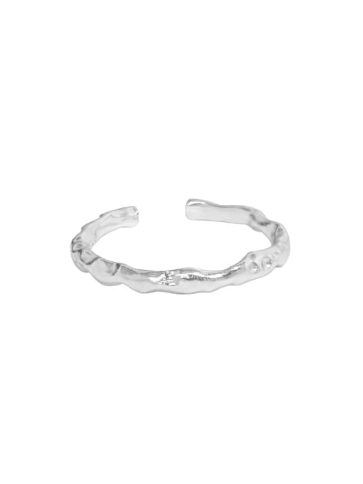 Silver [size 13 adjustable] 925 Sterling Silver Irregular Minimalist Band Ring